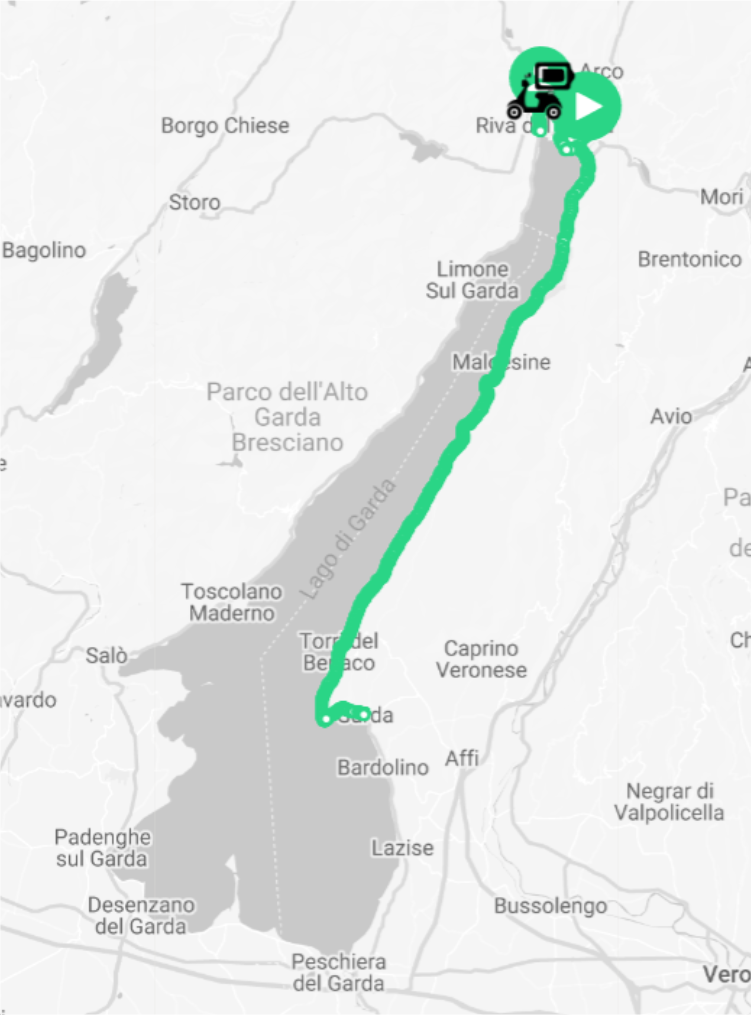 Screenshot of a long ride along the lake